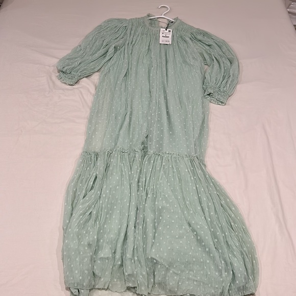 Zara Mint Green Plumetis Maxi The Gladis Dress - Picture 2 of 11